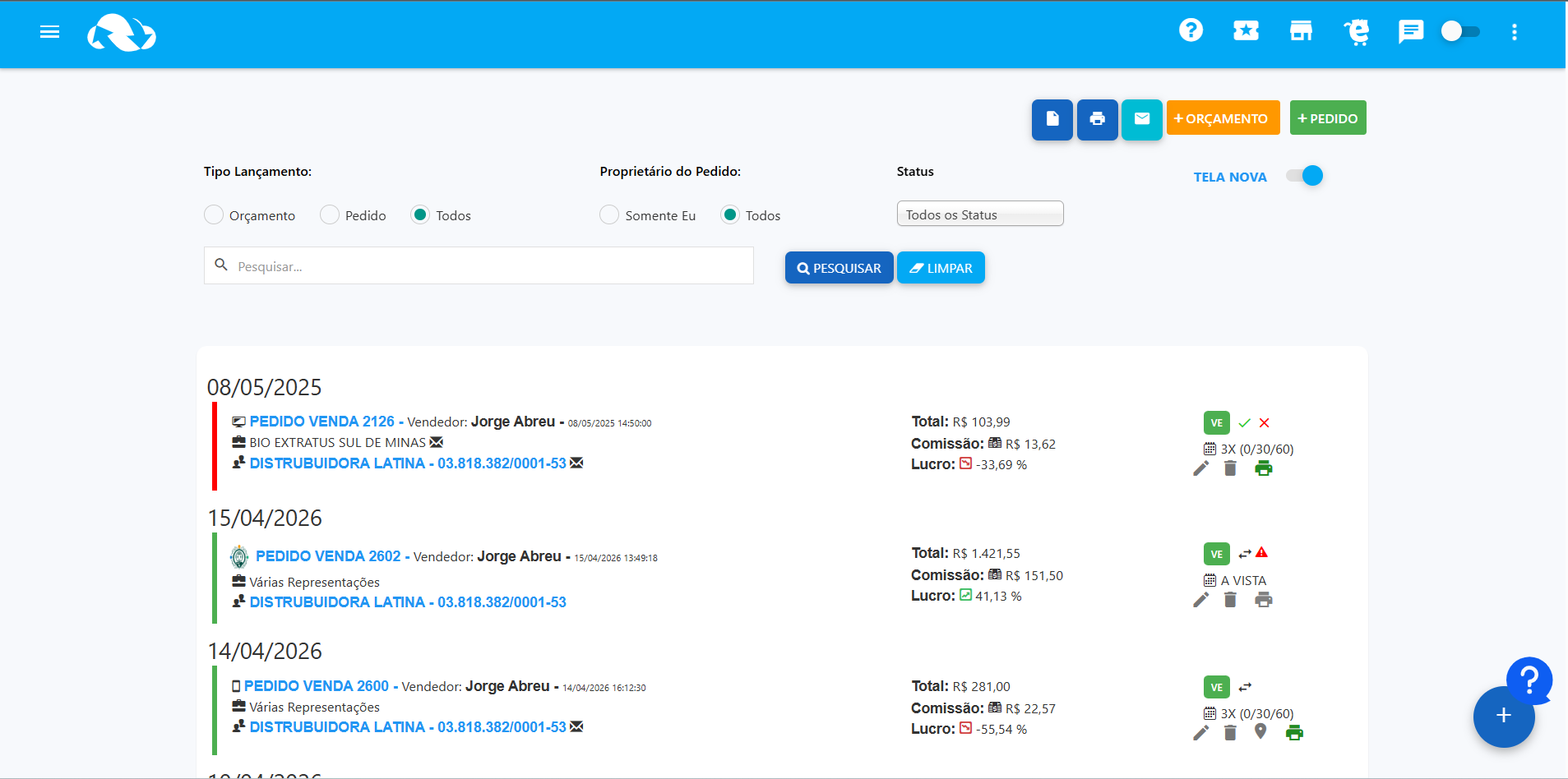 Painel web de pedidos sincronizado com HLP